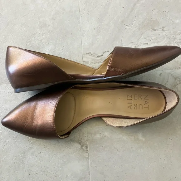 Naturalizer Bronze Pointed Toe Flats - Picture 4 of 4